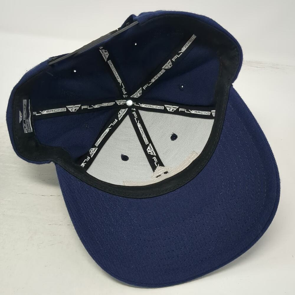 Fly Racing Snapback Hat Blue White One Size Racing Patch Structured 6 Panel Cap - Picture 7 of 10